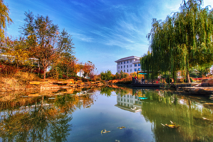 图为平度市内景观水系治理、绿化完成后的景色。（师华鹏 摄）