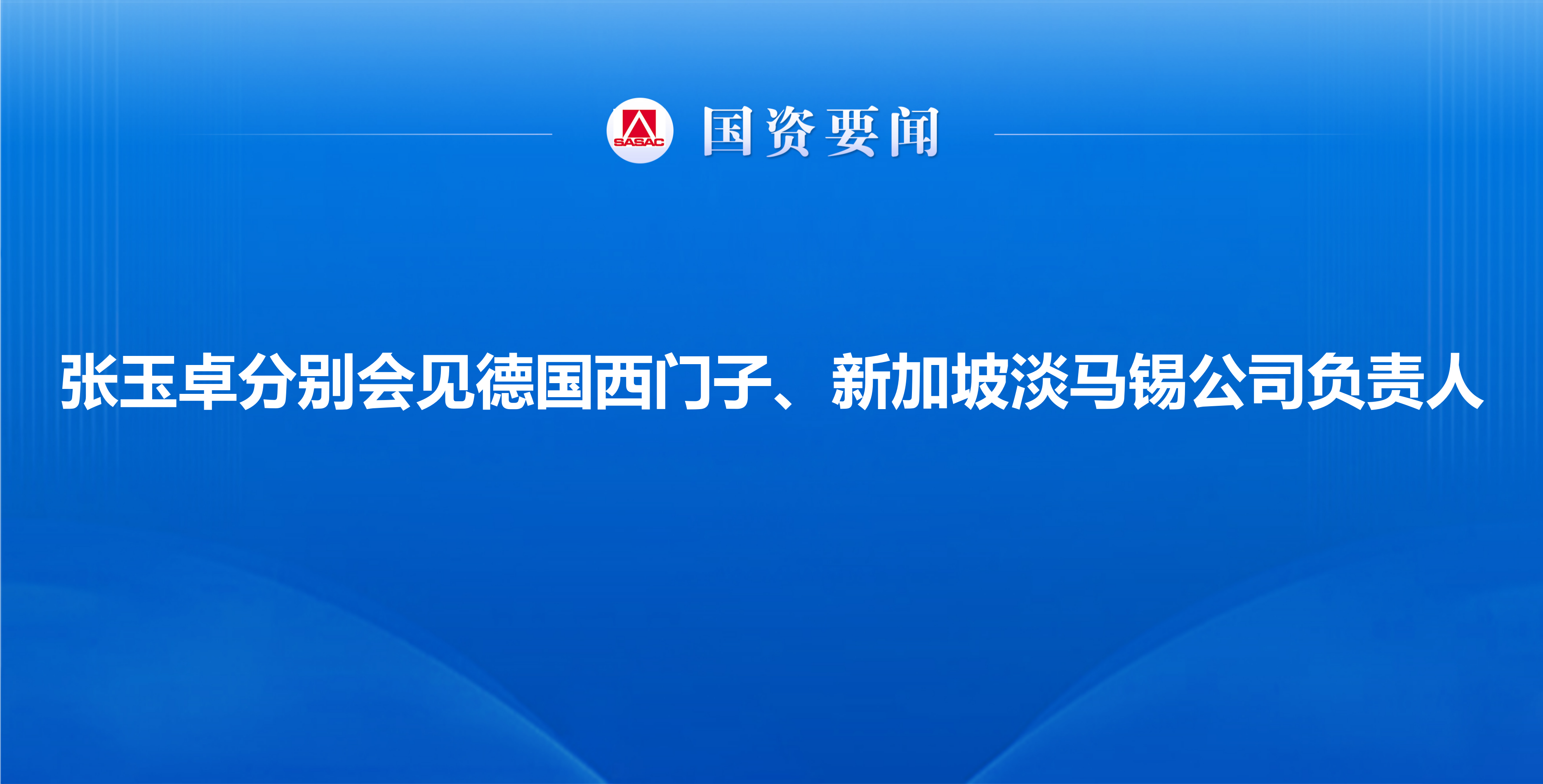 张玉卓分别会见德国西门子、新加坡淡马锡公司负责人